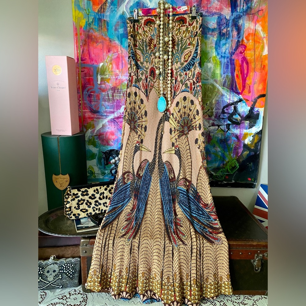 Absolutely FAB FARM RIO for Anthropologie Peacock Graphic Designer SKIRT S-M 🥰💖